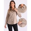 Allegra K Women's Faux Suede Stretch Casual Button Down Long Sleeve Shirt - 2 of 4