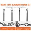 VEVOR Blacksmith Tongs, 18” 4 PCS, V-Bit Bolt Tongs, Wolf Jaw Tongs, Z V-Bit Tongs and Gripping Tongs, Carbon Steel Forge Tongs with A3 Steel Rivets - 3 of 4