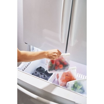 W&P Design Reusable Roll Top Freezer Bag - 25oz: BPA-Free, Clear/Cream, Food Storage Solution