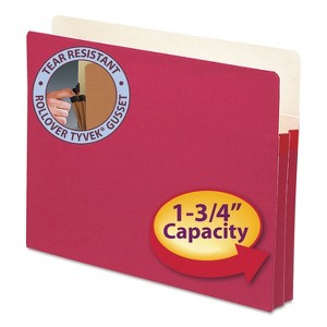 Smead 1 3/4" Exp Colored File Pocket Straight Tab Letter Red 73221 - 1 of 4