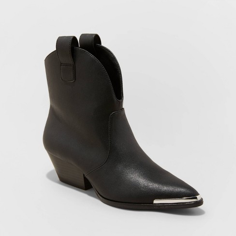 Women's Henley Ankle Western Boots - Universal Thread™ Black 8.5 : Target