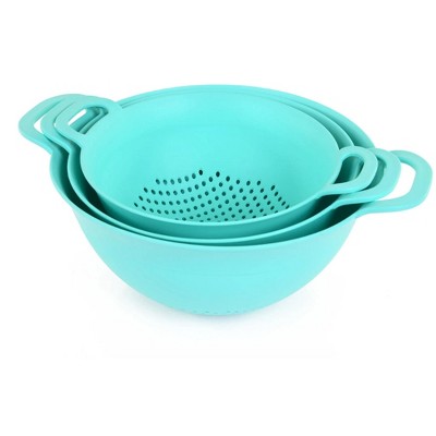 Plastic Strainer Colanders Set (3 Pack) (Teal)