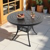 39" Black Cast Aluminum Outdoor Dining Table – Round Weather-Resistant Patio Table with Classic Design - 2 of 4