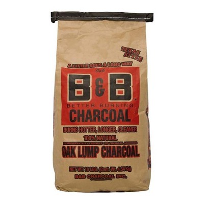 B&B Charcoal Signature Low Smoke Long Burning Oak Lump Charcoal with All Natural Material for Grills and Barbecues, 10 Pounds