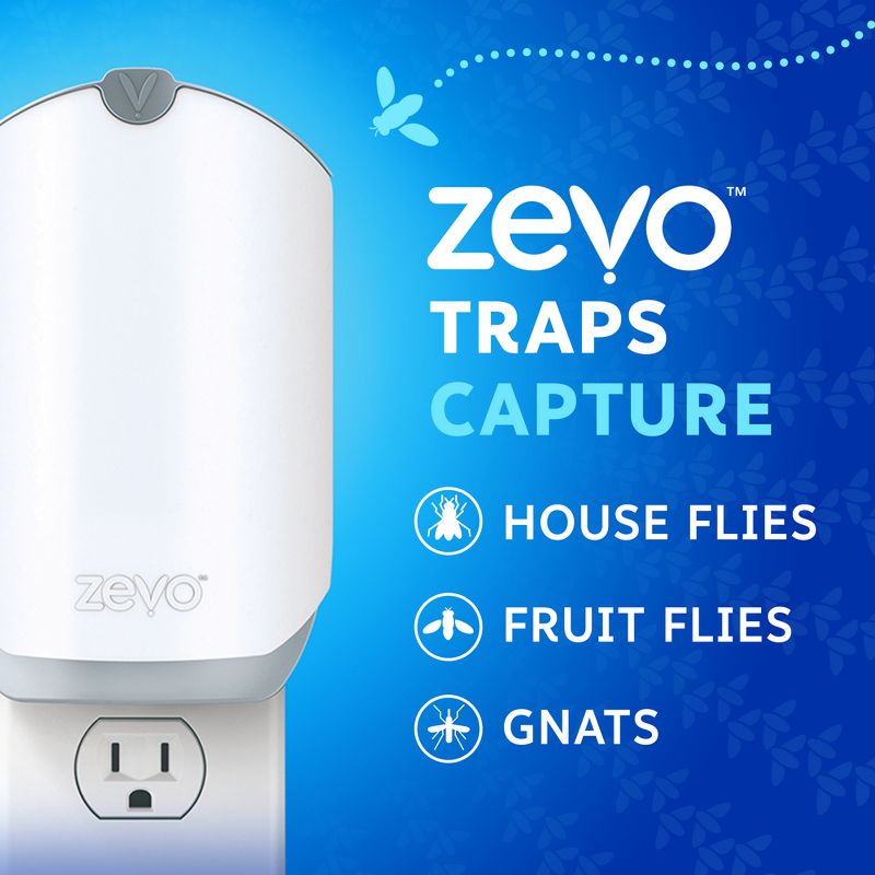 Zevo Indoor Flying Insect Trap for Fruit flies, Gnats, and House Flies (1 Plug-In Base + 1 Refill Cartridge), 3 of 21