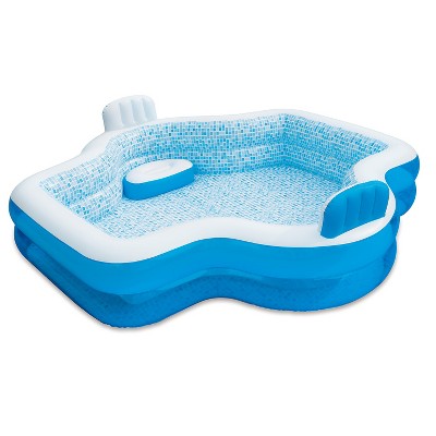 Summer Waves Inflatable Elegant Family Pool with 2 Built In Cushioned Seats, Drain Plug, and 2 In 1 Inflation and Deflation Valve