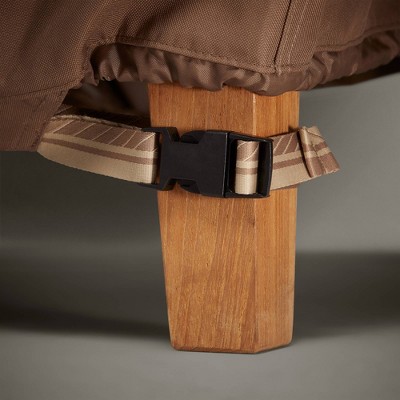 Classic Beige and Brown Waterproof Gas Grill Cover with Buckle Closure