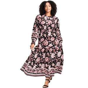 Avenue Women's Plus Size Shiloh Tiered Maxi Dress - 1 of 4