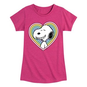 Girls' - Peanuts - Snoopy Heart Fitted Short Sleeve Graphic T-Shirt - 1 of 4