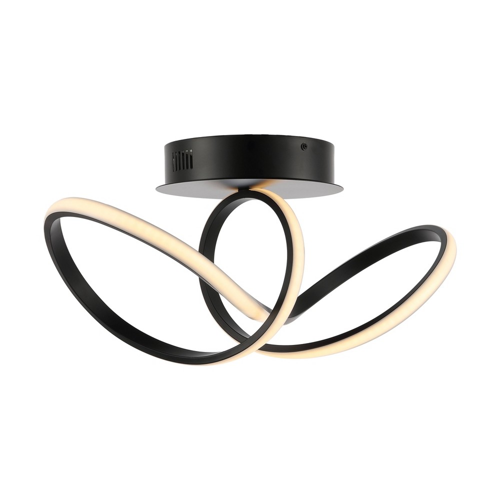 Photos - Chandelier / Lamp 19.5" Chantelle Modern Minimalist Aluminum Loop Integrated LED Semi Flush Mount Black - JONATHAN Y