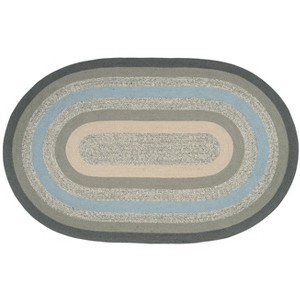 Earth Rugs Oval Braided Rug in Charcoal, Gray, and Ivory – Neutral Jute Accent Mat - 1 of 3