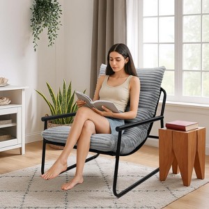 Hooseng Modern Accent Chair, Fluffy Living Room Chair with Removable Cushion, Armchair Chairs With Metal Frame for Bedroom Balcony Reading Room - 1 of 4