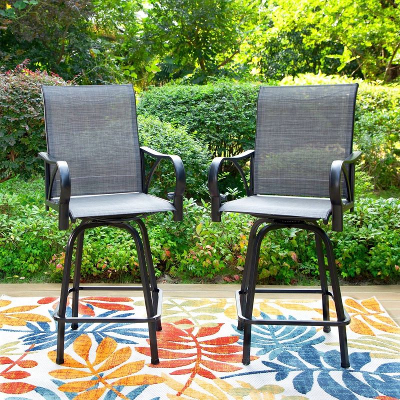 2pk Outdoor Swivel Bar Stools with Metal Frame &#38; Sling Fabric - Captiva Designs, 1 of 12