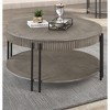 38" Wooden Contemporary Round Coffee Table with Storage Shelf and Metal Legs for Living Room - 2 of 4