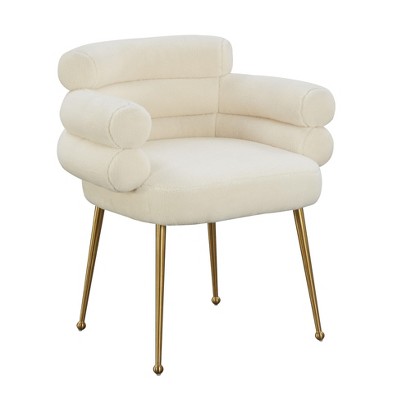 Dente Faux Sheepskin Dining Chair by Inspire Me! Home Decor in Cream