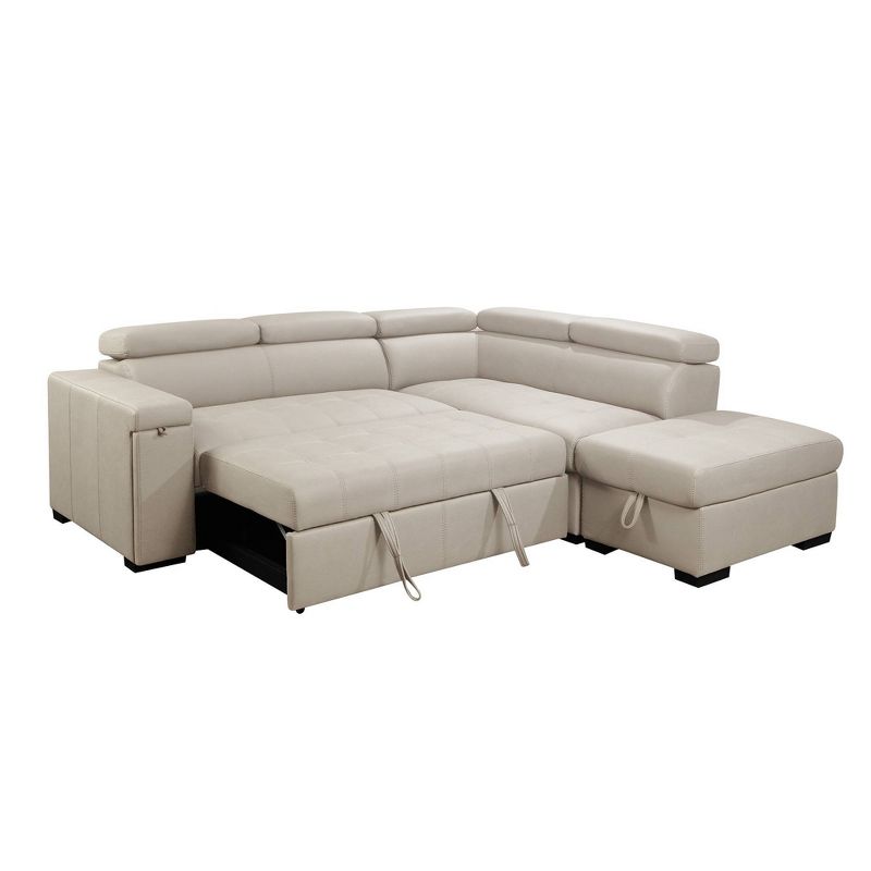 Mateo Fabric Storage Sectional with Pullout Bed Cream - Abbyson Living, 6 of 13