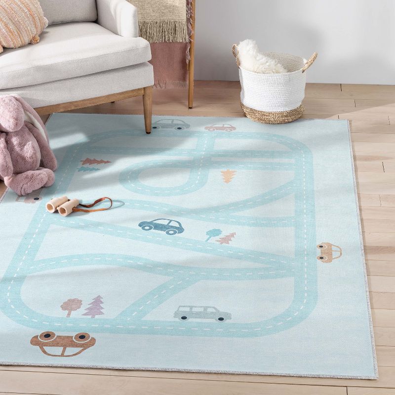 Well Woven Playful Roads Kids Road Traffic Playmat Area Rug, 3 of 4