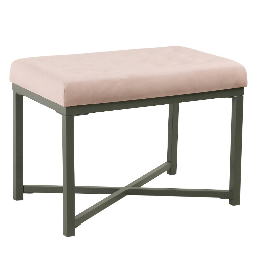 Tufted Velvet Ottoman Pink - HomePop was $94.99 now $71.24 (25.0% off)