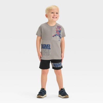 Toddler Boys' Marvel Spider-man Top And Bottom Set - Gray : Target