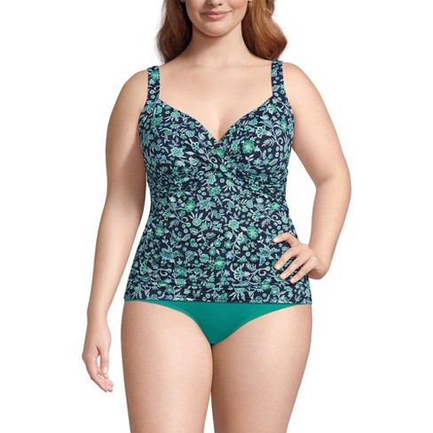 Lands' End Women's Plus Size Long Chlorine Resistant Square Neck Underwire Tankini  Swimsuit Top 