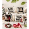 Christmas Throw Pillow Covers 18x18 Set of 4,Linen Pillow Cases Vintage Nordic Snowman Tree Plaid Gray White - 2 of 4