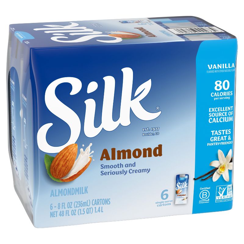 Silk Shelf-Stable Vanilla Almond Milk - 6ct/8 fl oz Boxes, 3 of 10