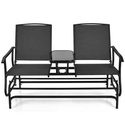 Tangkula Patio Loveseat Rocking 2 Person Outdoor Double Glider Chair With Center Table
