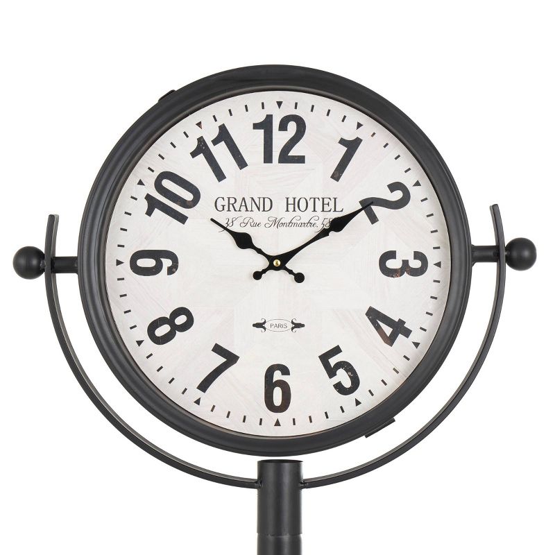 72&#34;x22&#34; Metal Double Sided Tall Standing Floor Clock with Cone Shaped Base Black - Olivia &#38; May, 3 of 10