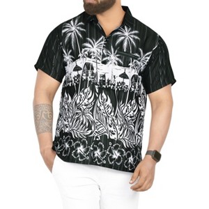 LA LEELA Men's Hawaiian Shirts Short Sleeve Button Down Shirt Mens Hawaii Shirts Boho Holiday Casual Summer Beach Shirts for Men Funny - 1 of 4