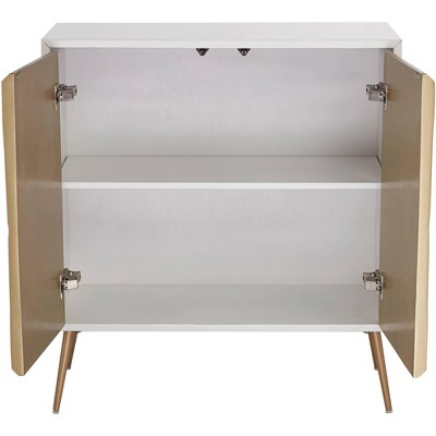 White and Gold Starburst 35" 2-Door Cabinet with Adjustable Shelving