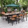 Outdoor Dining Set - Extendable Table (62.9" to 82.6") with 6 Chairs, Plastic Wood & Iron Frame, Flexible Layout for Backyard, Patio, and Garden Use - 4 of 4