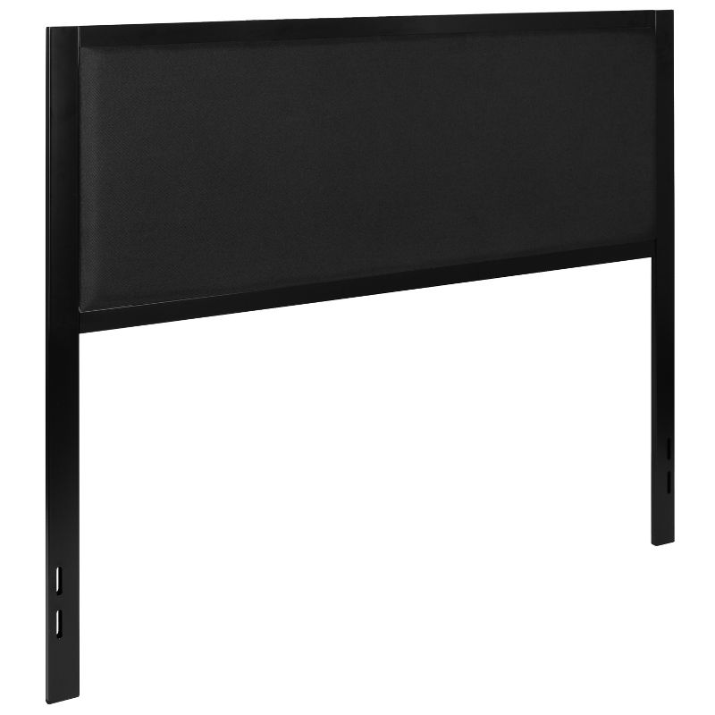 Emma and Oliver Queen Size Metal Headboard - Black Fabric Upholstery Fits Standard Bed Frames, 1 of 12
