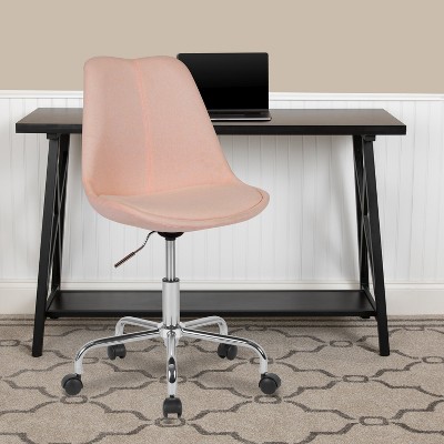 Pink Ergonomic Mid-Back Fabric Swivel Task Chair