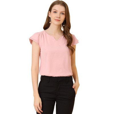 INSPIRE CHIC Women's Work Business Casual Plain Cap Sleeve Blouse