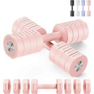 Dumbbell Set of 2, MERACH Adjustable Weight, Anti-slip Handle, Macaron Colors, Each 2.2/4.4/6.6/8.8 lbs, 4 in 1 Hand Weights for Women at Home - 1 of 4