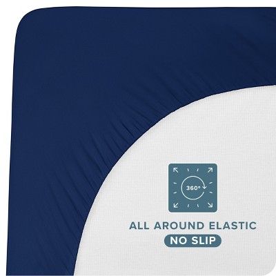 Full Dark Blue Cotton Top Mattress Pad with Down Alternative Fill