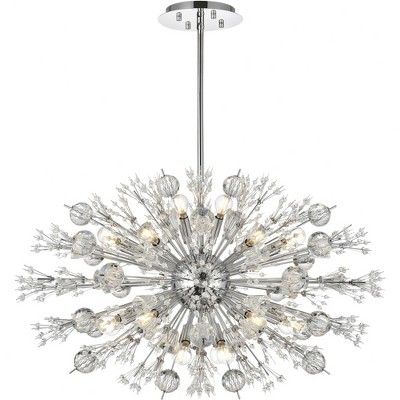 Vera 24-Light Chrome Crystal Starburst Pendant