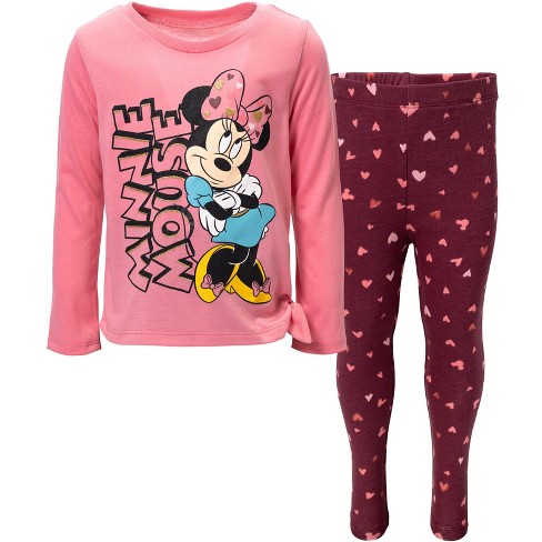 Disney Minnie Mouse Girls Fleece Sweatshirt And Leggings Outfit Set Toddler  To Big Kid : Target