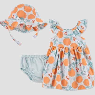 Image of Baby Girls' Peach Dress with Hat - Just One You® made by carter's Blue 3M