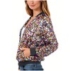 Anna-Kaci Women's Sequin Design Jacket Sparkle Long Sleeve Front Zip Casual Blazer Bomber Jacket With Pockets - 3 of 4
