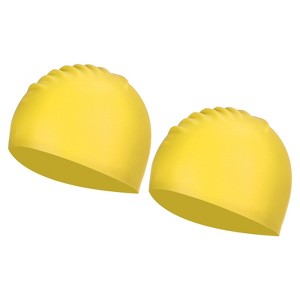 Unique Bargains Silicone Waterproof Non-Slip Adult Swimming Caps 2 Pcs - 1 of 4