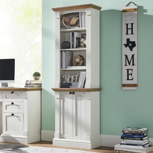 SinCiDo 72" Tall Farmhouse Storage Bookcase, 4-Tier Open Adjustable Shelves & 2 Doors, Wooden Bookshelf Organizer for Home Office - 1 of 4