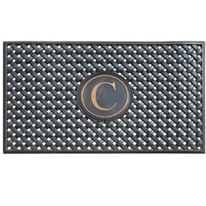 A1HC Natural Rubber Large Monogrammed Door Mat 24" x 39" Scrapes Shoes Clean of Dirt & Grime Doormat - 1 of 4