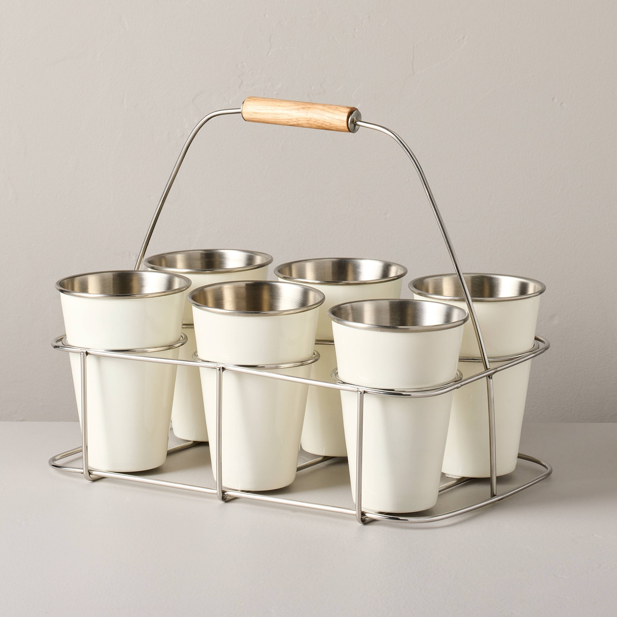 Metal and Rubberwood Caddy Sour Cream - Hearth & Hand™ with Magnolia