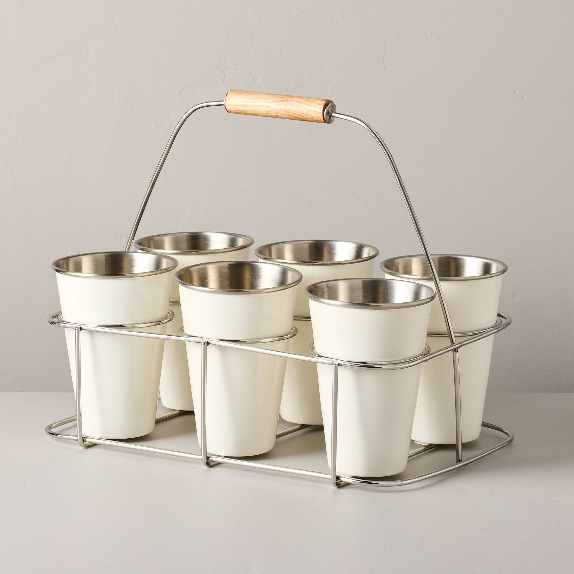 Metal and Rubberwood Caddy Sour Cream - Hearth & Hand™ with Magnolia