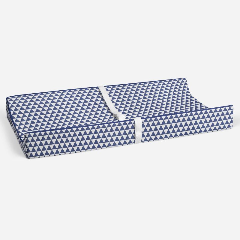 Bacati - Navy Triangles Quilted Muslin Changing Pad Cover, 4 of 10