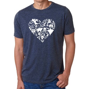 LA Pop Art Halloween Heart - Men's Premium Blend Word Art T-Shirt Navy Large - 1 of 4