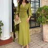 Women's Dress V Neck Lantern Sleeve Satin Maxi Dress Long Sleeve Long Dresses - 2 of 4