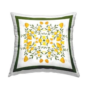 Stupell Industries Golden Blooms Symmetry Indoor Decorative Throw Pillow, 18 x 18 - 1 of 3