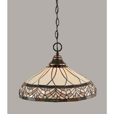 Toltec Lighting Any 1 - Light Pendant in  Black Copper with 16" Royal Merlot Art Glass Shade